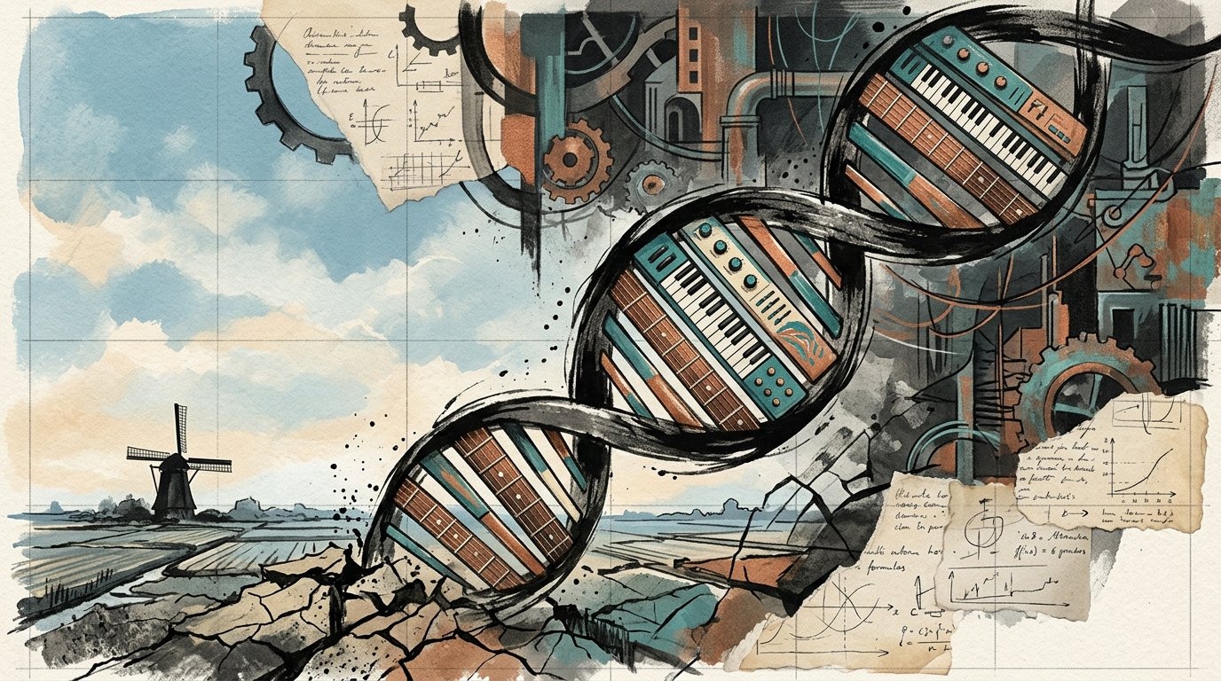 DNA helix unravelling and reconstructing for textures genotype, emerald watercolour, Srutio Social