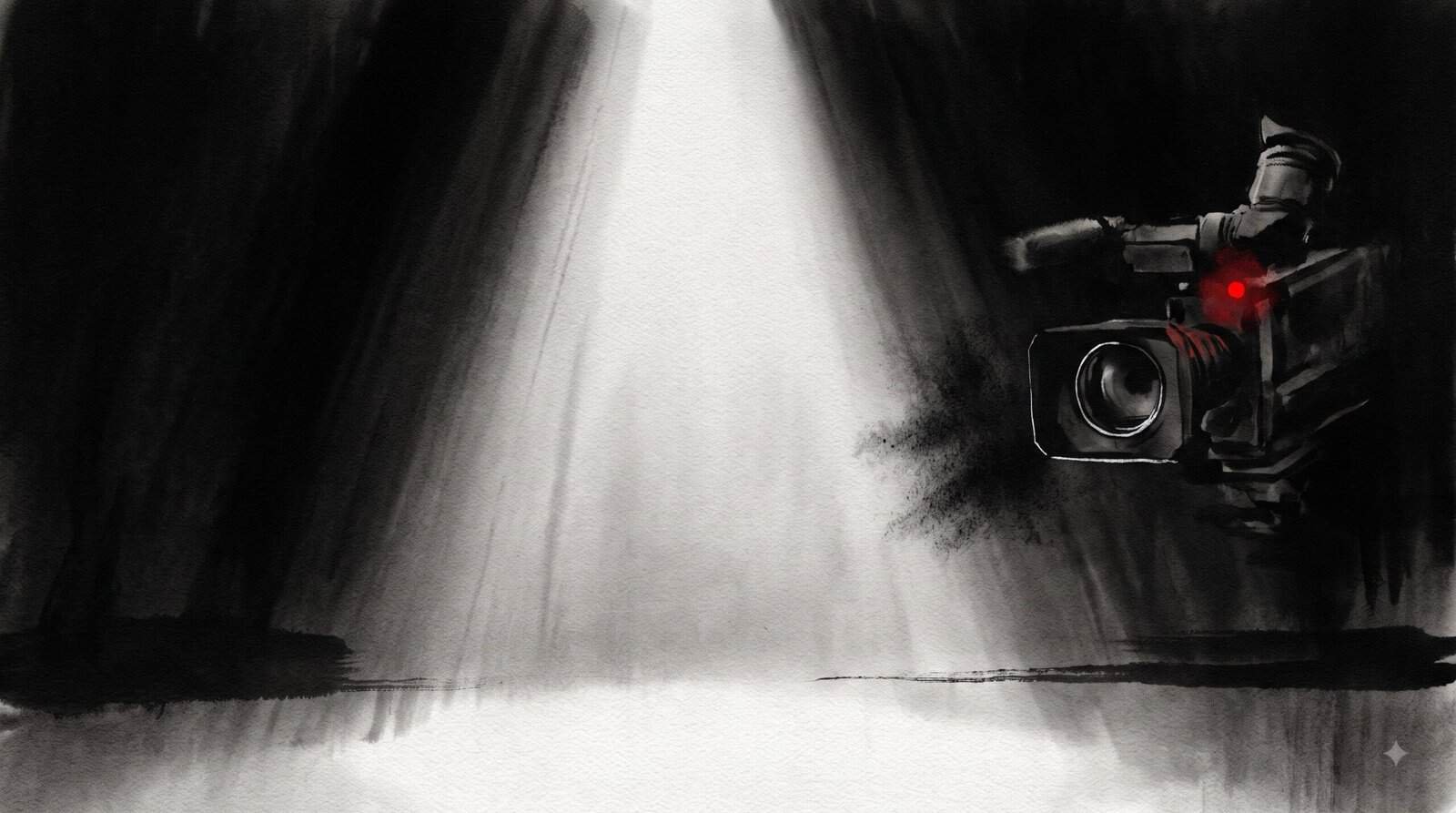 A spotlight going dark on an empty stage while a recording light keeps blinking for video killed the radio star kpop, Srutio Social