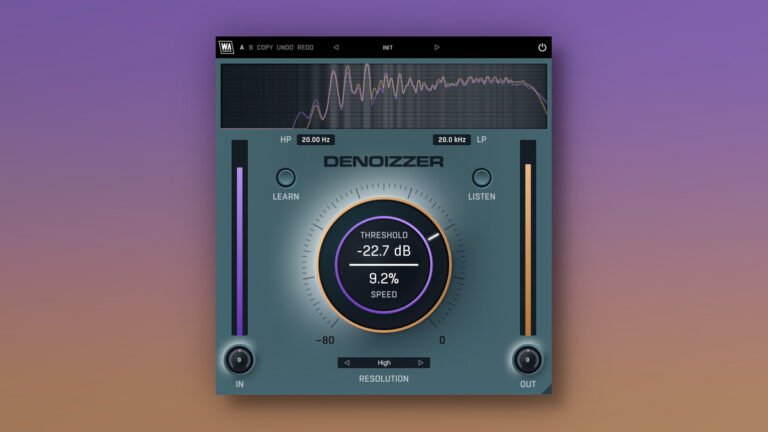 Waveform with noise being surgically removed for wa production denoizzer, product graphic, Srutio Social
